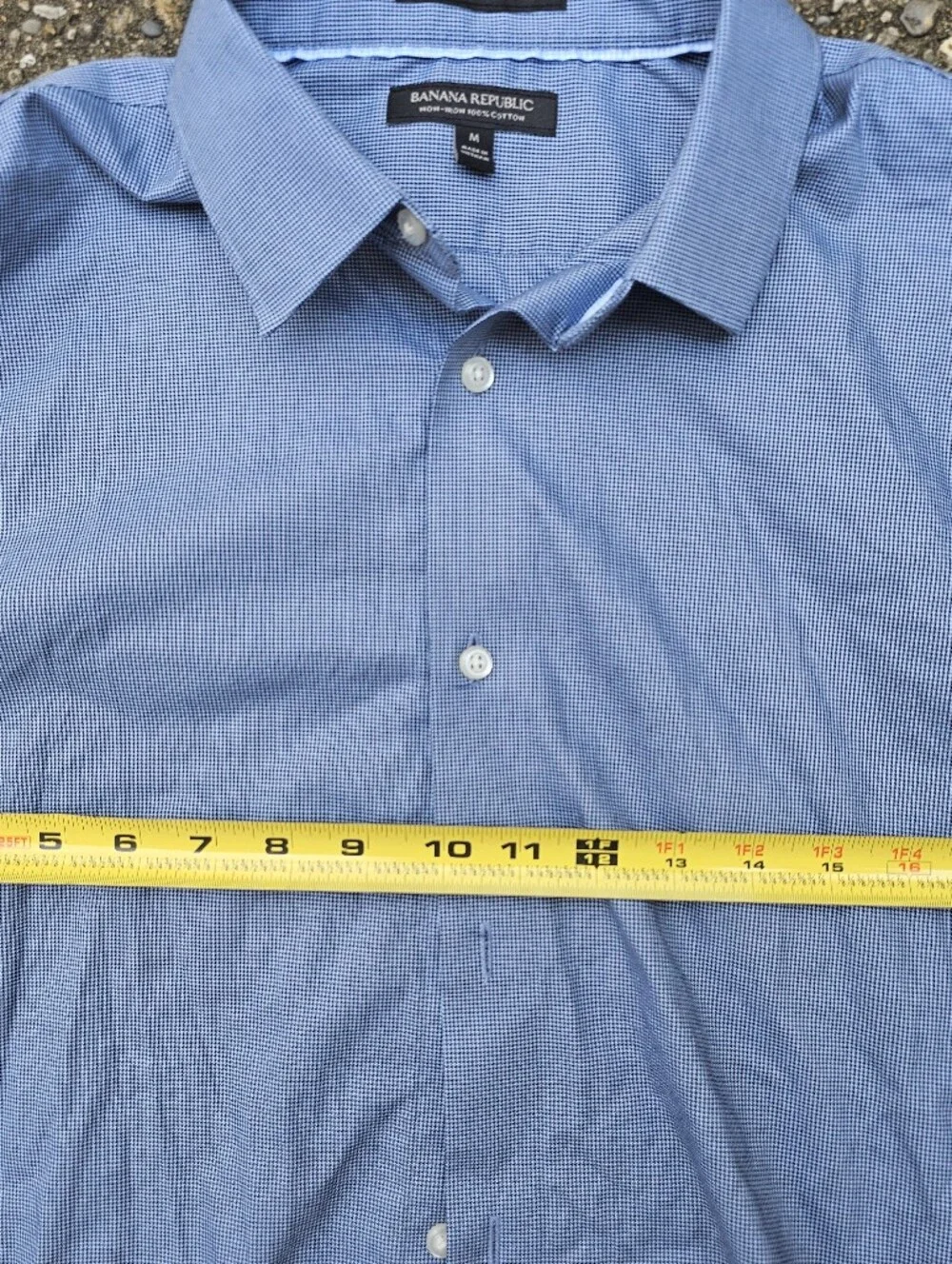 Banana Republic Shirt Men M Medium Slim Fit Non-Iron 100% Cotton Blue Houndstoot
